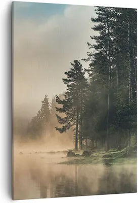 Produktbild von Bild auf Leinwand - Leinwandbild - Einteilig - Nebel See Wald - 50x70cm - Wand Bild - Wanddeko - Wandbilder - Leinwanddruck - Kunstdruck - Wanddekoration - Leinwand bilder - Wandbild - PA50x70-4440