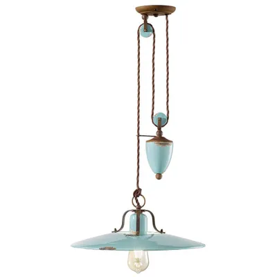 Produktbild von Vintage Land Kronleuchter Eisen und Keramik Licht blau 1 Licht E27