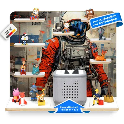 Produktbild von stadtecken® Kinder Regal für Musikbox I Geeignet für die Toniebox 1 & 2 und Tonies I Hörspiel I zum Aufstellen oder Aufhängen I Astronaut