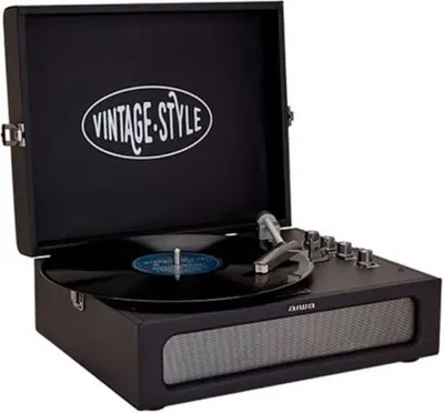 Imagen del producto de Aiwa VPX-1971BK, tocadiscos de transmisión por correa, automático, color , 33/45 RPM, conector de 3,5 mm, 4,4 W