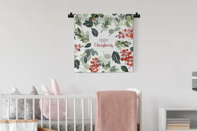 Produktbild von MuchoWow® Wandteppich Wandbehang Weihnachten - Zitat - Aquarell 60x60 cm Tapisserie Dekoration Wandtuch - Dekorationen - Wand Decke