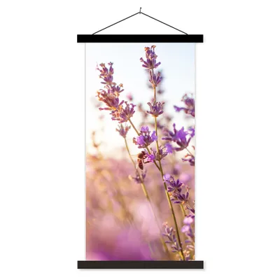 Produktbild von MuchoWow® Textilposter Lavendel - Nahaufnahme - Sonne - Blumen - Lila 90x180 cm mit schwarzem Rahmen - Dekoration Wohnzimmer
