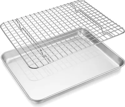 Produktbild von Edelstahl Backblech mit Abkühlgitter Set 31,4x24,6x2,5cm Spülmaschinenfest