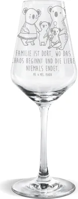 Produktbild von Mr. & Mrs. Panda Weißwein Glas Koala Familie - Transparent - Geschenk, Weinglas, Kinder, Für, Muttertag, wein, Weißweinkelch, Mama, Koalas, Family