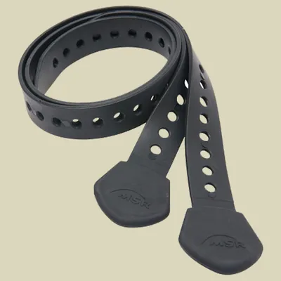 A black binding strap kit is coiled and laid out against a light gray background.