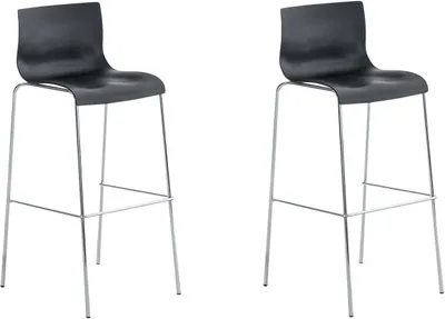 Produktbild von 2er Set Barhocker HLO-CP20 Kunststoff 4-Fuß Gestell chrom  schwarz