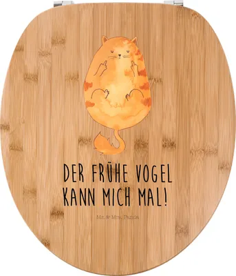 Produktbild von Mr. & Mrs. Panda Toilettendeckel Katze Frühaufsteher - Transparent - Geschenk, Katzen, Kaffee, Klo-Deckel, Verschlafen, Mittelfinger, Genervt, WC Sitz, Klodeckel, Tiger