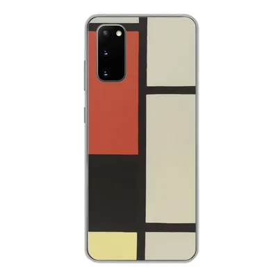 Produktbild von MuchoWow® Handyhülle Schutzhülle Hülle für Samsung Galaxy S20 Komposition mit rotem Quadrat, schwarz, blau - Piet Mondrian Silikon Softcase Handy Hülle - Bild