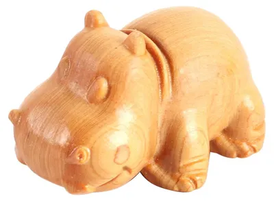 Handgeschnitztes Nilpferd aus Holz, 4 cm, Dekofigur für Regal