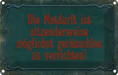Produktbild von vianmo Blechschild 12x18 cm Notdurft ist sitzenderweise Dekoration Spruch Zitat