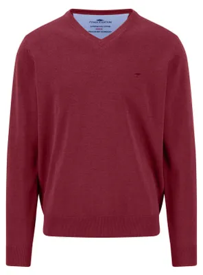 Image de FYNCH-HATTON, col en V, laine extra-fine, couleur brique (référence 346), taille L