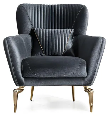 Productafbeelding van Elegant zwarte fauteuil. Stijlvolle fauteuil voor de woonkamer, met bekleding