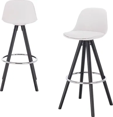 Image de Tabouret de bar haut Malto – Blanc – Tabouret de bar avec dossier – Simili cuir – Réglable en hauteur – Tabouret de cuisine et de bar – 1 pièce