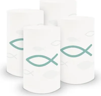 Produktbild von itenga 6x Windlicht klein Fisch türkis Kommunion Konfirmation Taufe