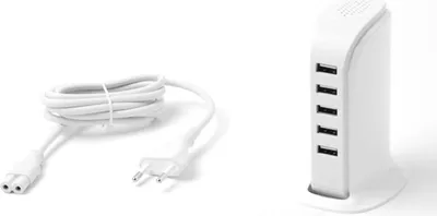 Produktbild von Ladegerät 5x USB 25W Ladestation USB Netzteil Mehrfachladegerät mit integriertem Netzkabel weiß
