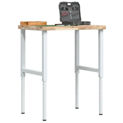 Produktbild von HOMMIE Werkbank 80x60x(73-99,5)cm Massivholz Akazie Rechteckig Promotion148996 - Werkbänke