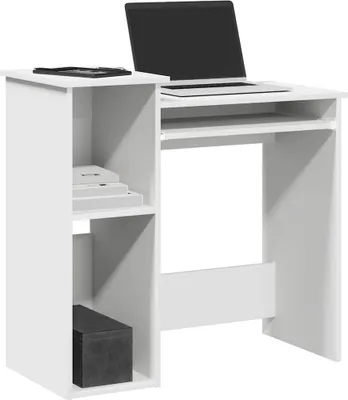 Image de Maison Exclusive - Bureau avec étagères Blanc 84x40x78 cm Matériau dérivé du bois