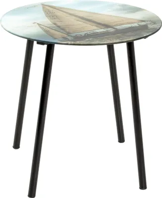 Produktbild von HAKU Beistelltisch Motiv, schwarz - Metall, Sicherheitsglas 5 mm, B/H/T: 40x41x40 cm