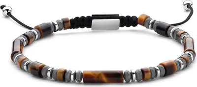 Produktbild von 7FB-0837 – Frank 1967 – Heren Armband – Kralenarmband – Tijgeroog & Hematiet – Zilverkleurig