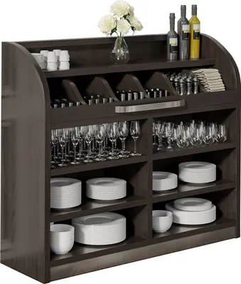 Produktbild von LEA | Besteckschrank | B110cm x H105 | Wenge-Schwarz | 4xBöden | Holz Kellnerstation Schrank Kommode Servier Gastro