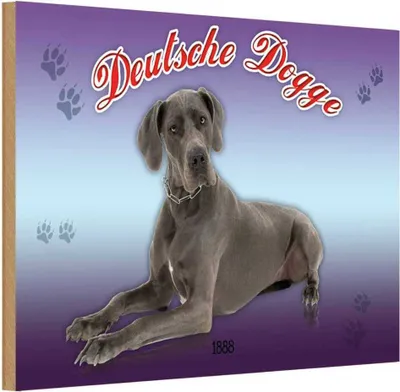 Produktbild von vianmo Holzschild 12x18 cm Hund Deutsche Dogge 1888 Tier Haustier