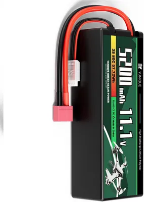 Immagine prodotto di Batteria LiPo 3S 11,1V 5200mAh 80C con connettore a T - Custodia rigida, cavo in silicone - Per auto e barche RC - 138x47x36mm, 359g