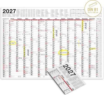Produktbild von XXL Wandkalender 2026, Groß 100 x 70 cm, Feiertage & Ferien DE, AT, 1 Stück