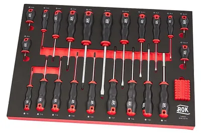 Produktbild von AOK Professional 55-teiliges Schraubendreher-Set mit Schaumstoffeinlage