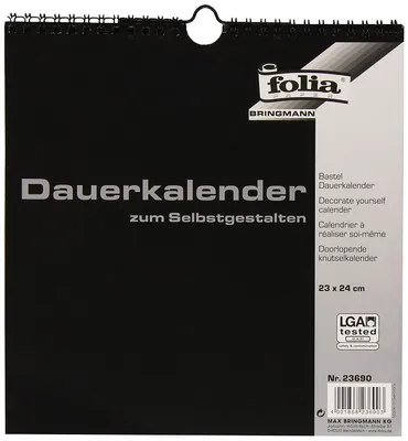 Produktbild von Folia Bastel-Dauerkalender 23690 - 23x24cm schwarz/silber