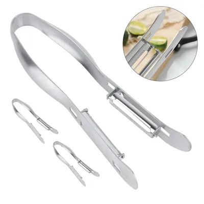 Produktbild von 3 Stück Sparschäler für Spargel aus Edelstahl, Doppelklinge Gemüseschäler für Karotten, Gurken und Zucchini, ergonomischer Griff