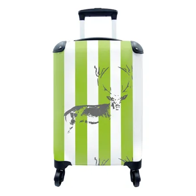 Produktbild von MuchoWow® Koffer Handgepäck Trolley Rollkoffer Kleine Reisekoffer mit 4 Rollen - Muster - Hirsche - Streifen - Cabin Size < 55x40x23 cm & 55x40x20 cm - Fotokoffer - Kabinenkoffer - Boardgepäck - Reise-Box - Reisekoffer - Reisegepäck - Koffer mit Bild - Trolley für Kinder