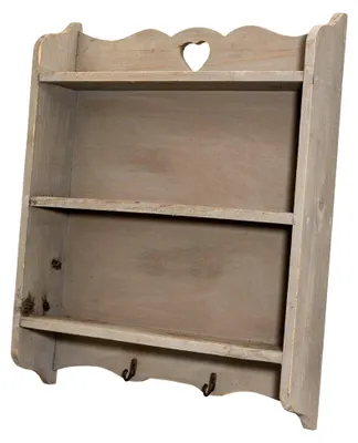 Produktbild von Wandregal Küche - Gewürzregal - Küchenregal - Schweberegal - Holz grau/gewischt - 2 Böden - B/H/T ca. 38,5 x 48 x 8 cm - Shabby Chic - Landhaus