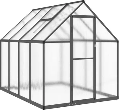 Image de vidaXL Serre avec cadre de fondation Anthracite 224x169x195 cm Alu