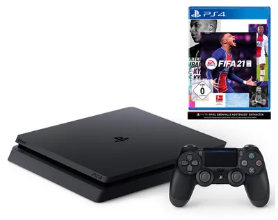 Produktbild von Sony Interactive Entertainment PlayStation 4 Slim + FIFA 21, PlayStation 4, Schwarz, 8192 MB, GDDR5, AMD, AMD Jaguar