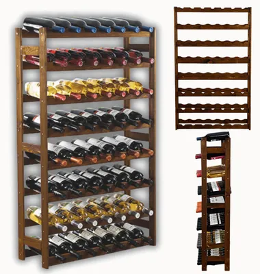 Produktbild von MODO24 Weinregal 56 Flaschen, Flaschenregal, Weinschrank, Weinständer, Getränkeregal, Kellerregal, Massivholz, 118x72x25 cm, Braun, RW1