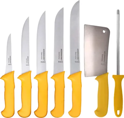Produktbild von HOOZ Fleischmesser 7er Set aus Edelstahl mit Wetzstahl
