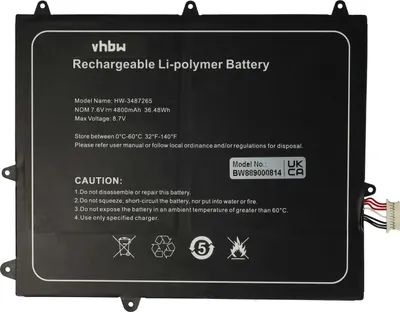 Produktbild von vhbw Akku kompatibel mit Trekstor Primebook C11, C11B Notebook (4800 mAh, 7,6 V, Li-Polymer)