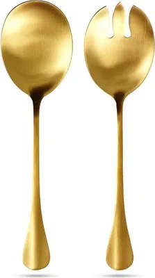 Immagine prodotto di Cucchiaio da insalata in acciaio dorato, 2 pezzi.
