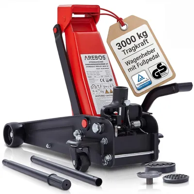 Zdjęcie produktu dla AREBOS Hydrauliczny podnośnik manewrowy 3 t | 130-508 mm, rolki 360°