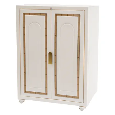 Productafbeelding van Opbergkast met deuren, voorzien van wielen, voor de keuken, multifunctionele kast, 70 x 47,5 cm, wit/bruin