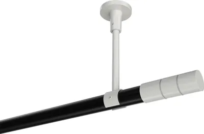 Produktbild von Interdeco Gardinenstange / Vorhangstange Schwarz / Weiß, Typ Sonette Elanto (Rillenzylinder) ohne Ringe, Deckenmontage, 20 mm Ø 1-läufig, 140 cm