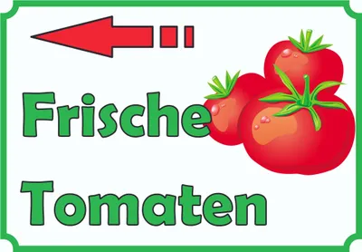 Produktbild von Frische Tomaten Verkaufsschild Schild  Pfeil links A5 (148x210mm)