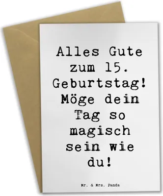 Produktbild von Mr. & Mrs. Panda babykarte Spruch 15. Geburtstag Magisch - Weiß - Geschenk, neujahrskarte, Geburtstagskind, weihnachtskarten, Geburtstagsgeschenk, feiern, Grußkarte