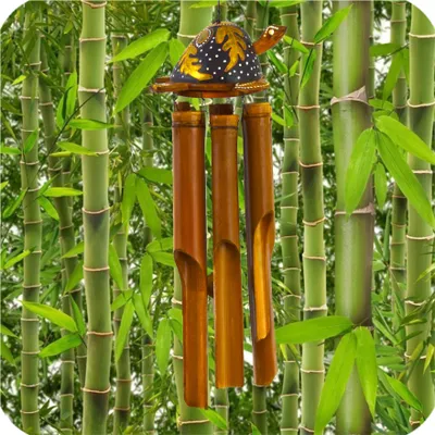 Produktbild von Windspiel Bambus Feng Shui Klangspiel Mobile Klangröhren Entspannung Garten Türglocke Schildkröte