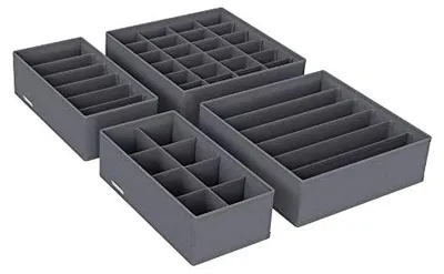 Produktbild von Aufbewahrungsboxen Set - 4 faltbare Kisten für Kleidung und Unterwäsche - RUS04GY
