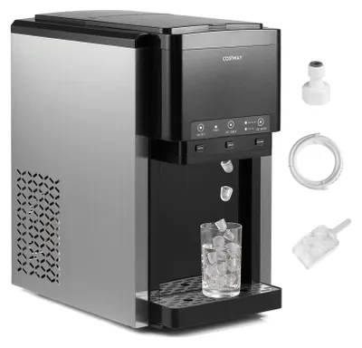 Obrázek produktu pro Dávkovač vody COSTWAY 3 v 1 s výrobníkem kostek ledu, výrobník kostek ledu s drceným ledem, 12 kostek ledu za 9 minut, výrobník ledu 20 kg/den
