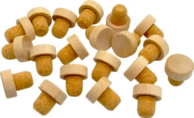 Produktbild von 20 x Griffkorken mit Kopf aus Holz - Flaschenkorken, Korkstopfen, Fasskorken