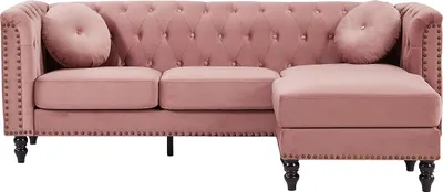 Produktbild von Doppelseitiges Ecksofa TURNER aus rosa Velours
