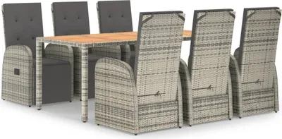 Image de vidaXL Ensemble de jardin 7 pièces avec coussins Gris Poly rotin