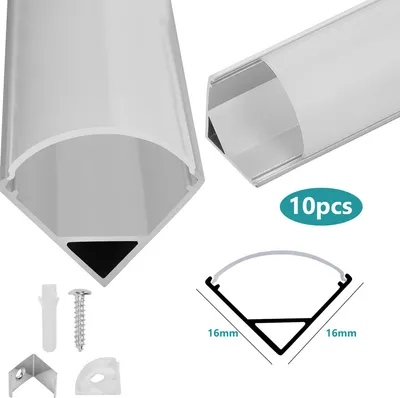 Immagine prodotto di Fiqops 10x1m Profilo in alluminio LED Profilo in alluminio LED Guida in alluminio Modelli interni per strisce LED Apparecchio anodizzato Forma a V